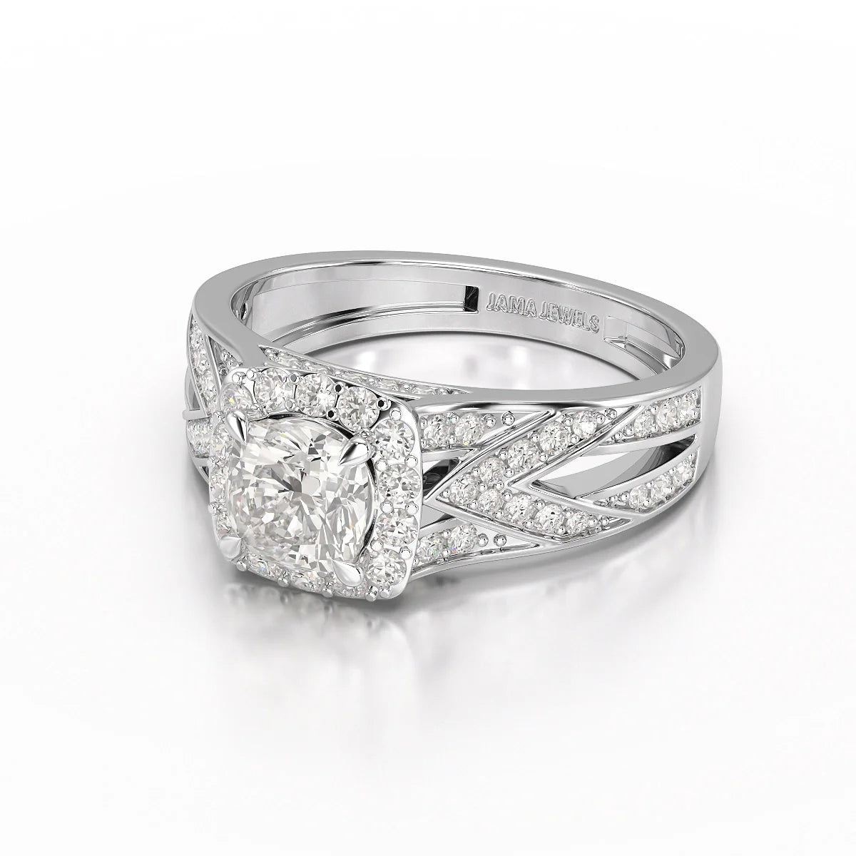 1.55 CT Cushion Cut Layered Halo Lab Diamond Ring