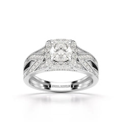 1.55 CT Cushion Cut Layered Halo Lab Diamond Ring