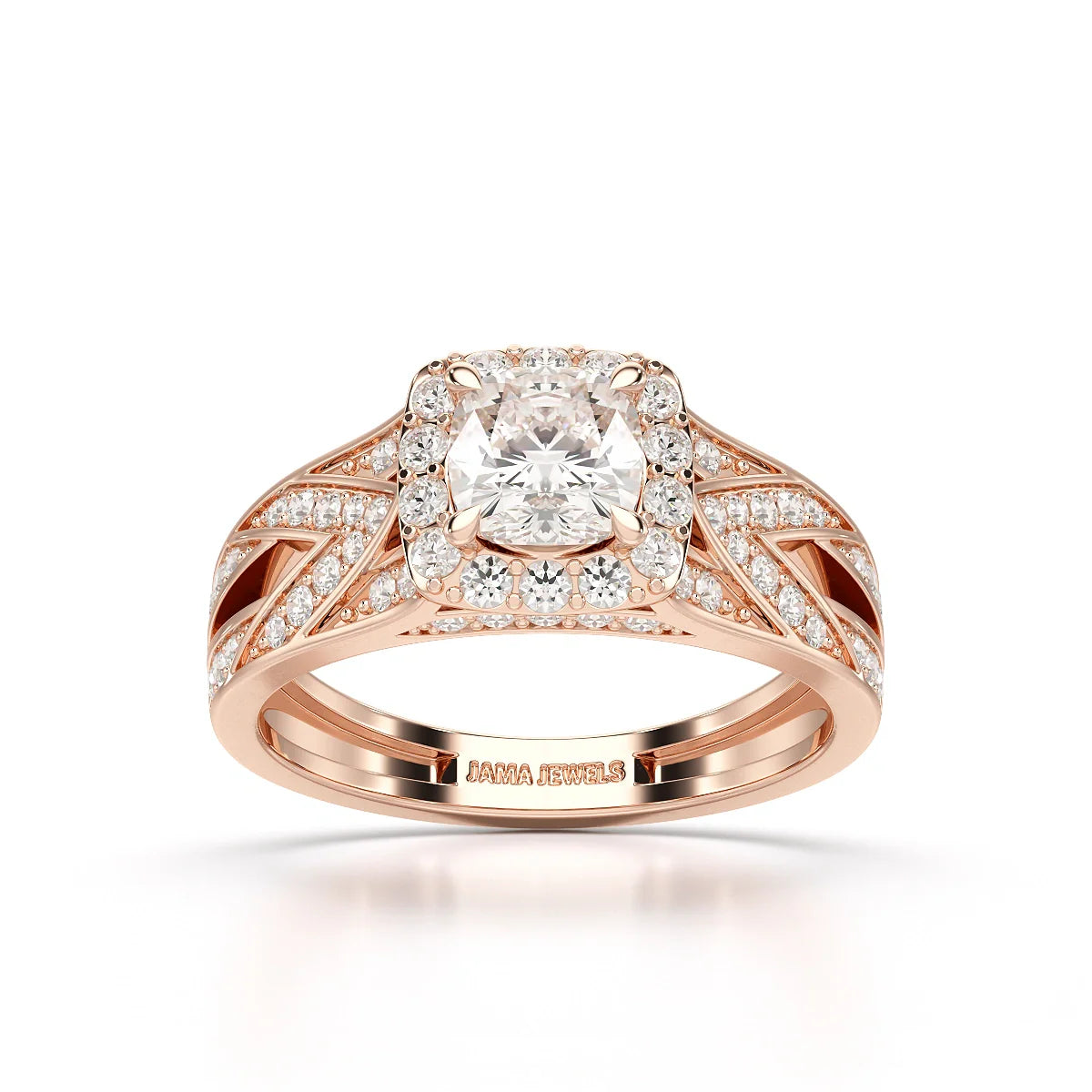 1.55 CT Cushion Cut Layered Halo Lab Diamond Ring