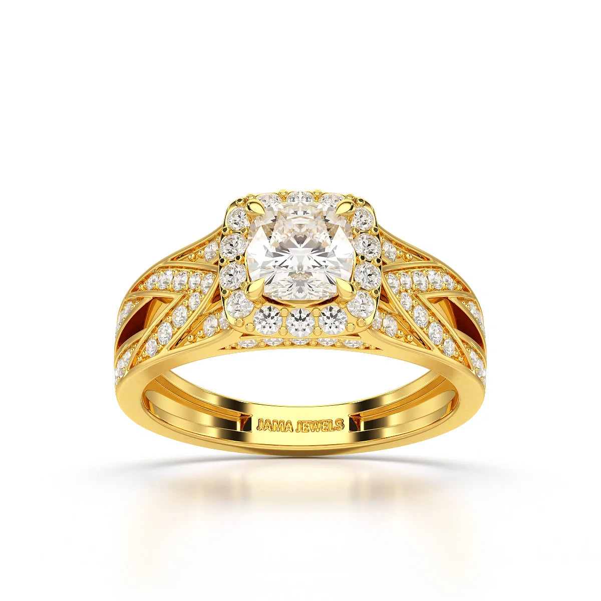 1.55 CT Cushion Cut Layered Halo Lab Diamond Ring