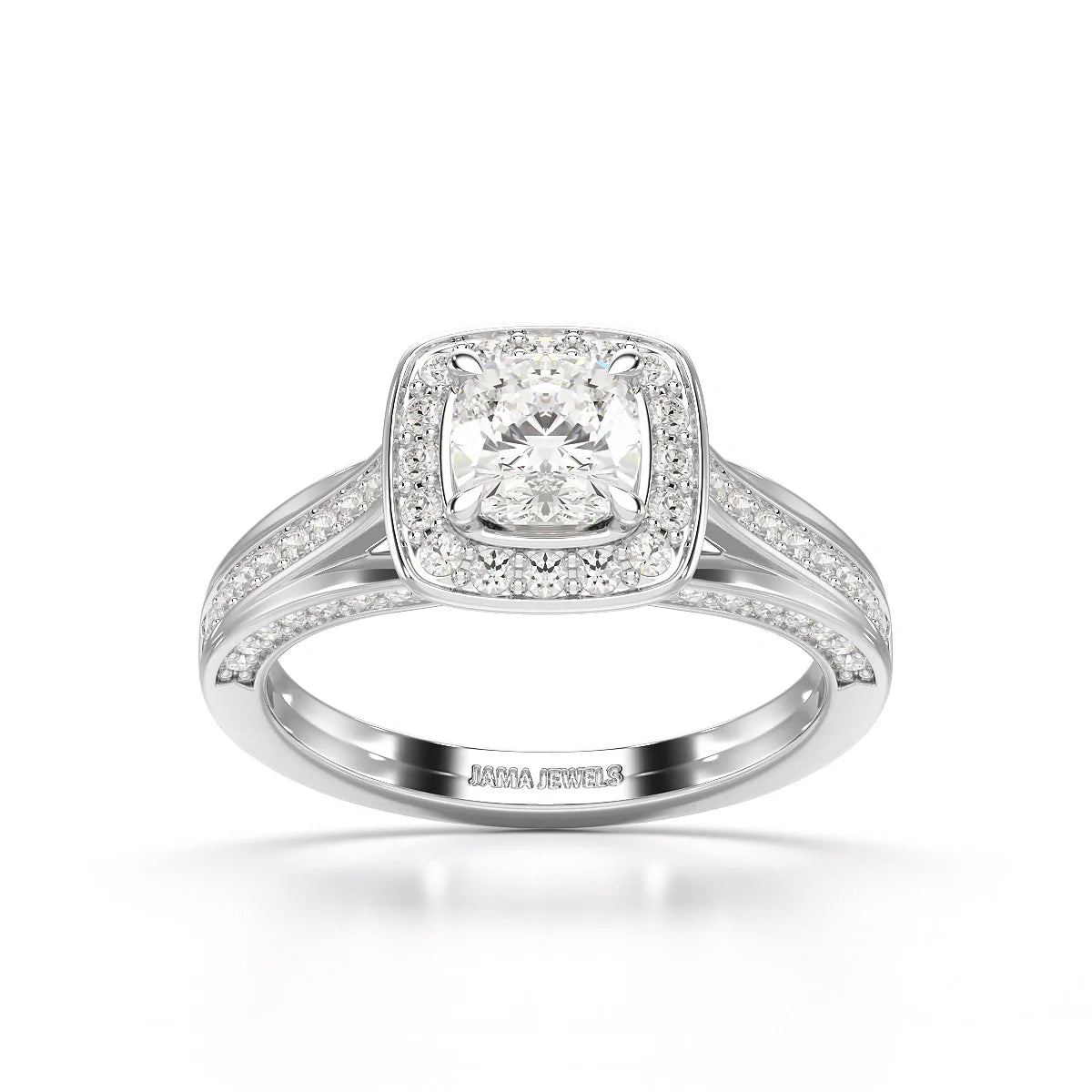 1.53 CT Cushion Cut Halo Lab Diamond Ring