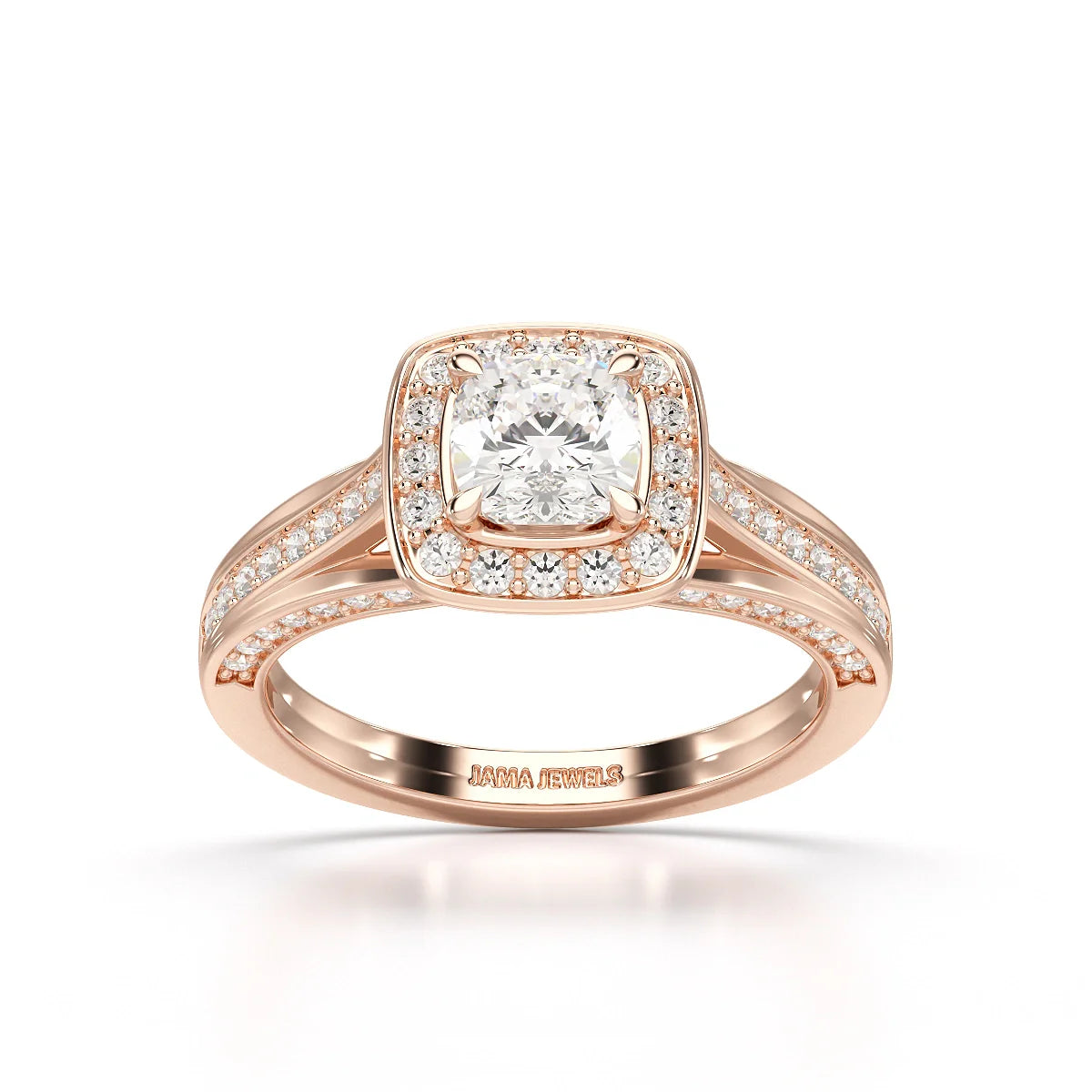 1.53 CT Cushion Cut Halo Lab Diamond Ring