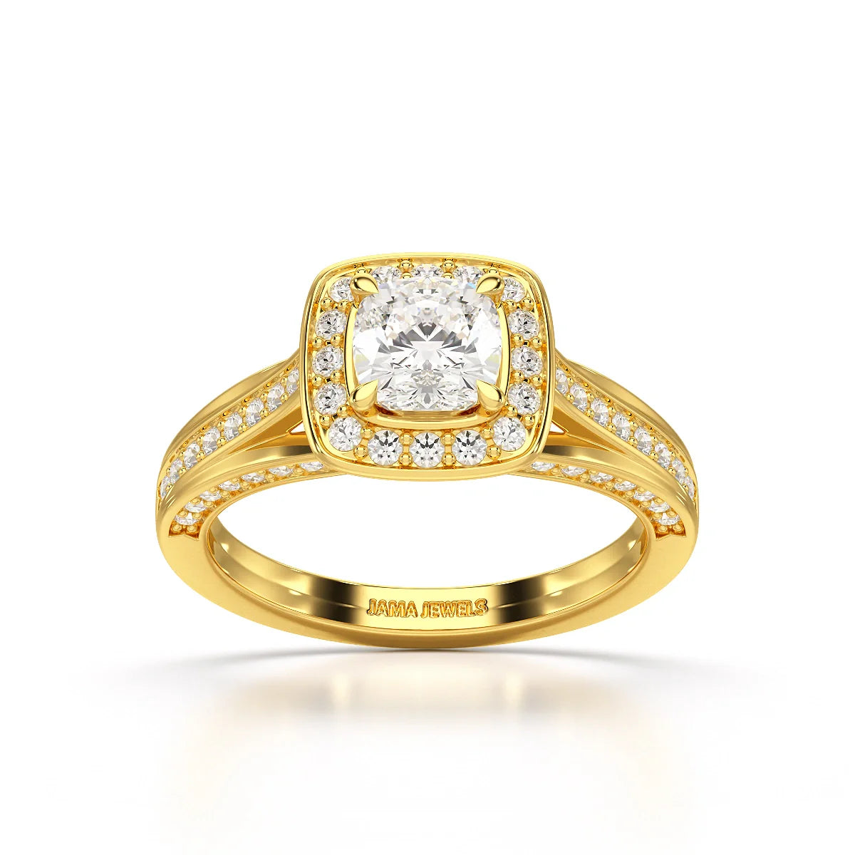 1.53 CT Cushion Cut Halo Lab Diamond Ring