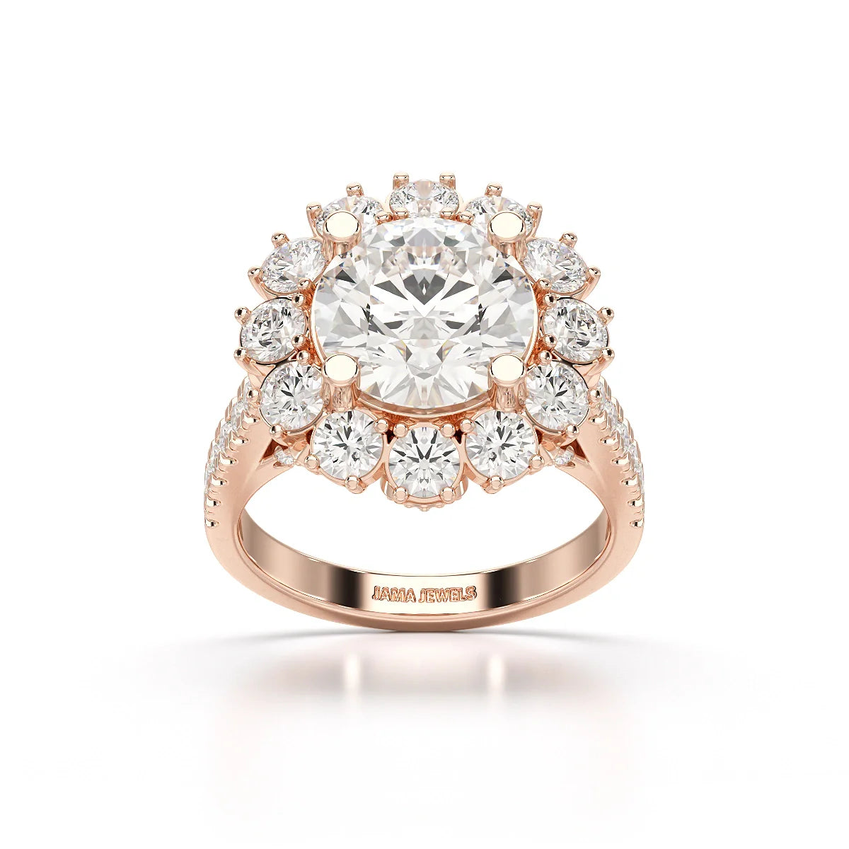 3.61 CT Round Cut Hidden Halo Lab Diamond Ring