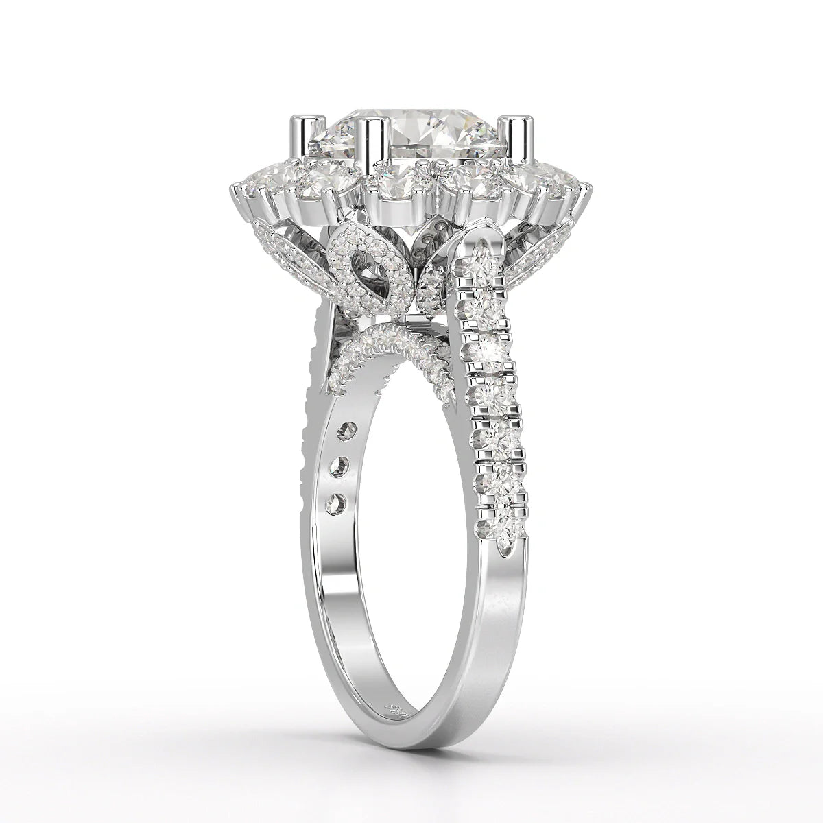 3.61 CT Round Cut Hidden Halo Lab Diamond Ring