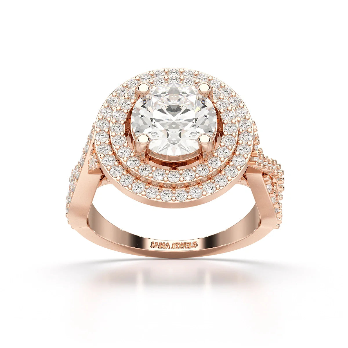 3.12 CT Round Cut Layered Halo Lab Diamond Ring