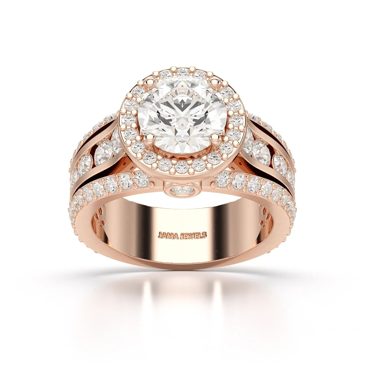 3.68 CT Round Cut Halo Lab Diamond Ring