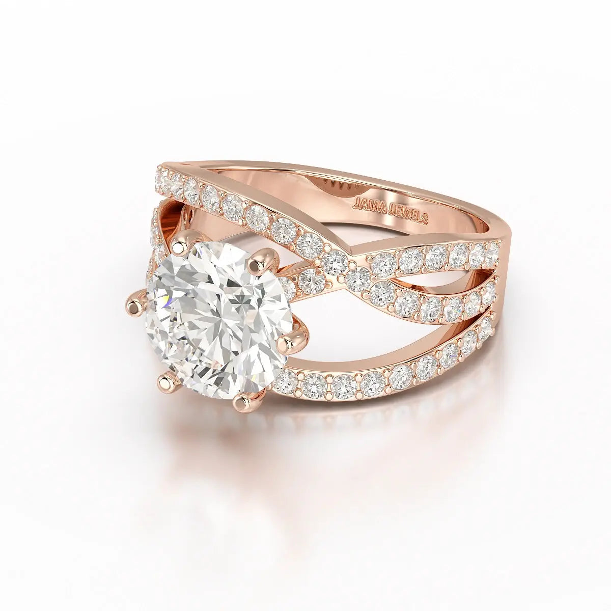 3.23 CT Round Cut Layered Lab Diamond Ring Jama Jewels