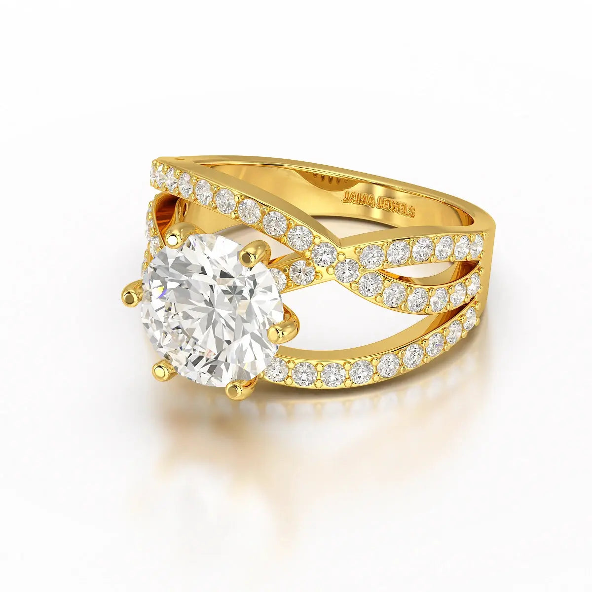 3.23 CT Round Cut Layered Lab Diamond Ring Jama Jewels