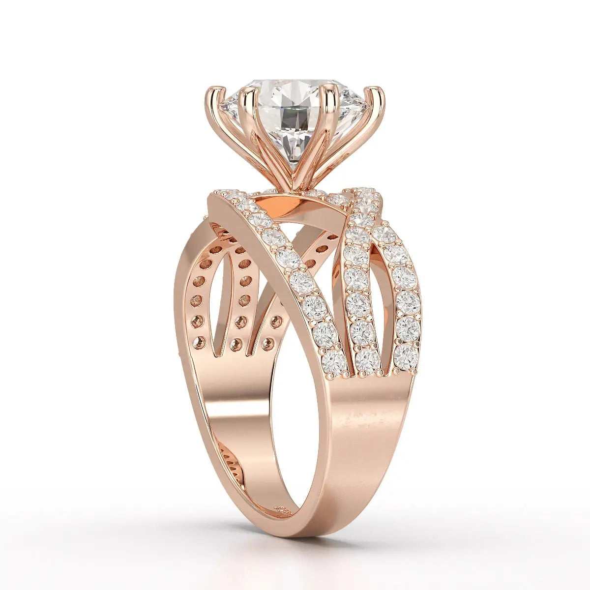 3.23 CT Round Cut Layered Lab Diamond Ring Jama Jewels