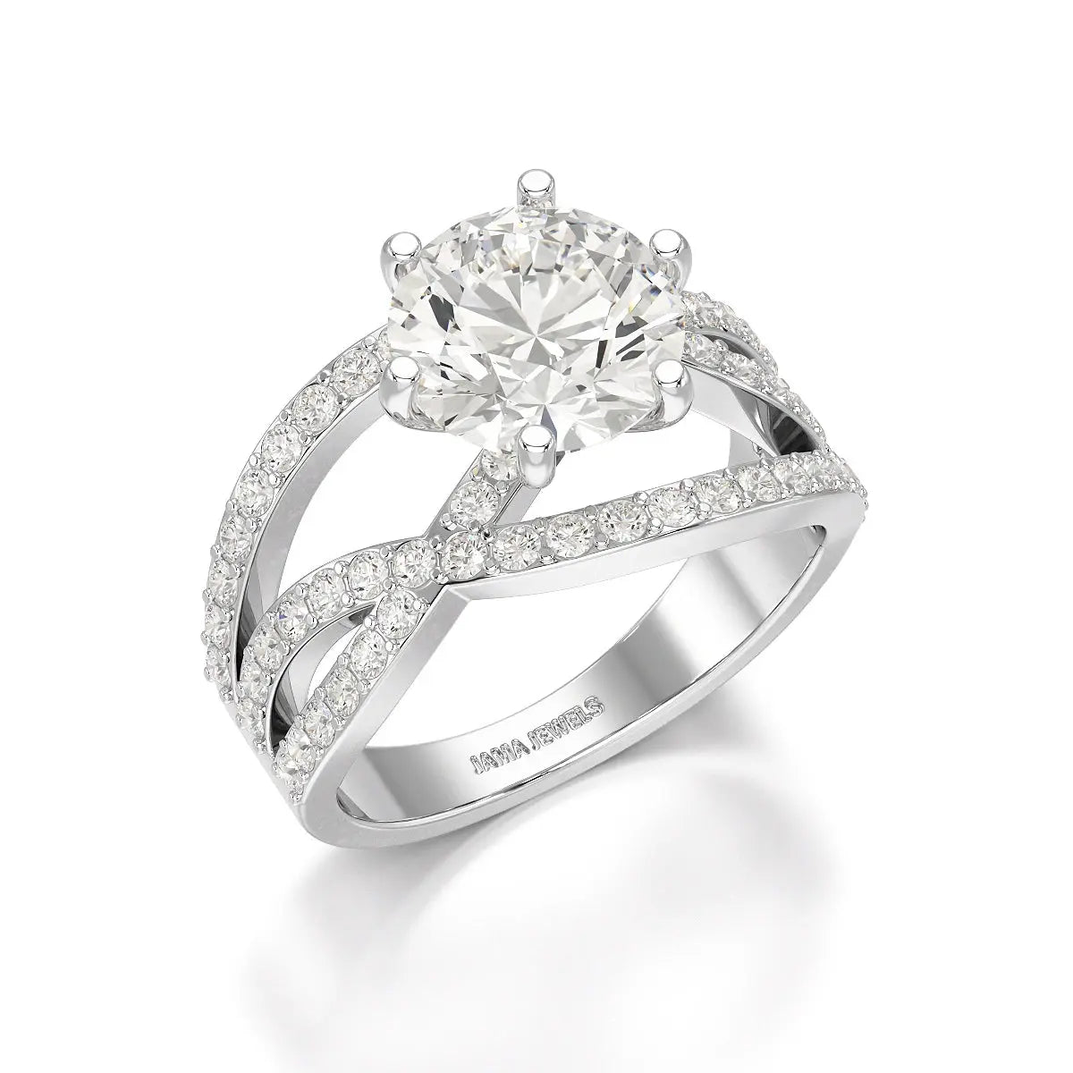 3.23 CT Round Cut Layered Lab Diamond Ring Jama Jewels