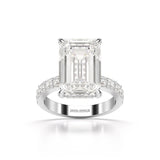 12 CT Emerald Cut Hidden Halo Lab Diamond Ring