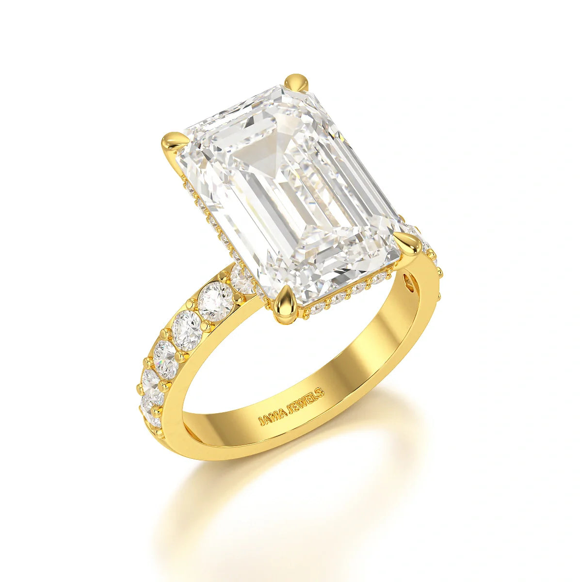 12 CT Emerald Cut Hidden Halo Lab Diamond Ring