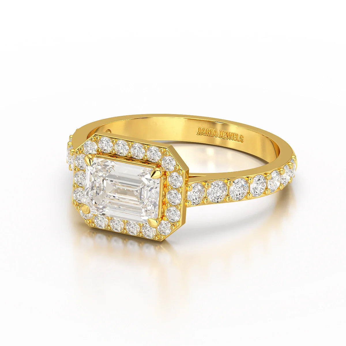 1.71 CT Emerald Cut Halo Lab Diamond Ring