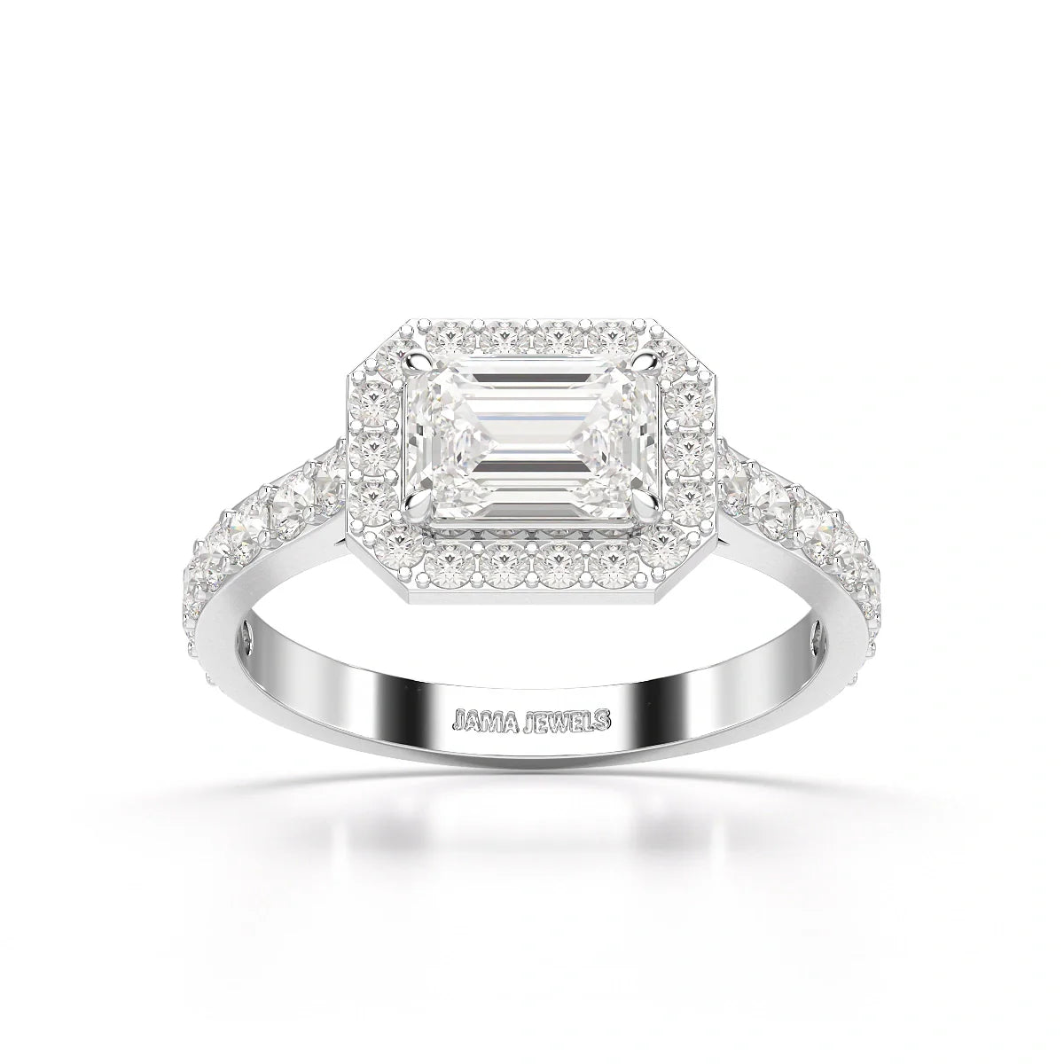 1.71 CT Emerald Cut Halo Lab Diamond Ring