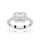 1.71 CT Emerald Cut Halo Lab Diamond Ring