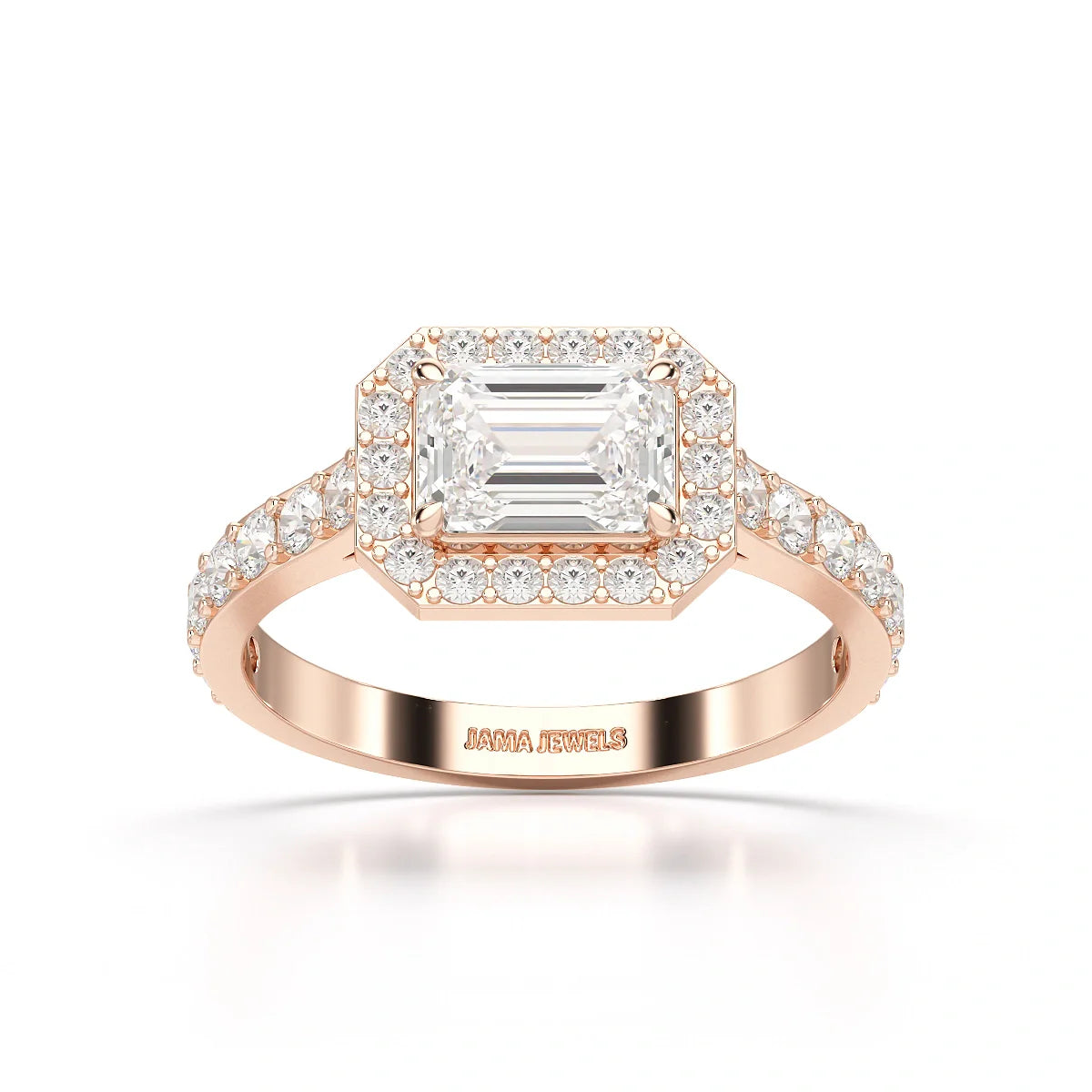 1.71 CT Emerald Cut Halo Lab Diamond Ring