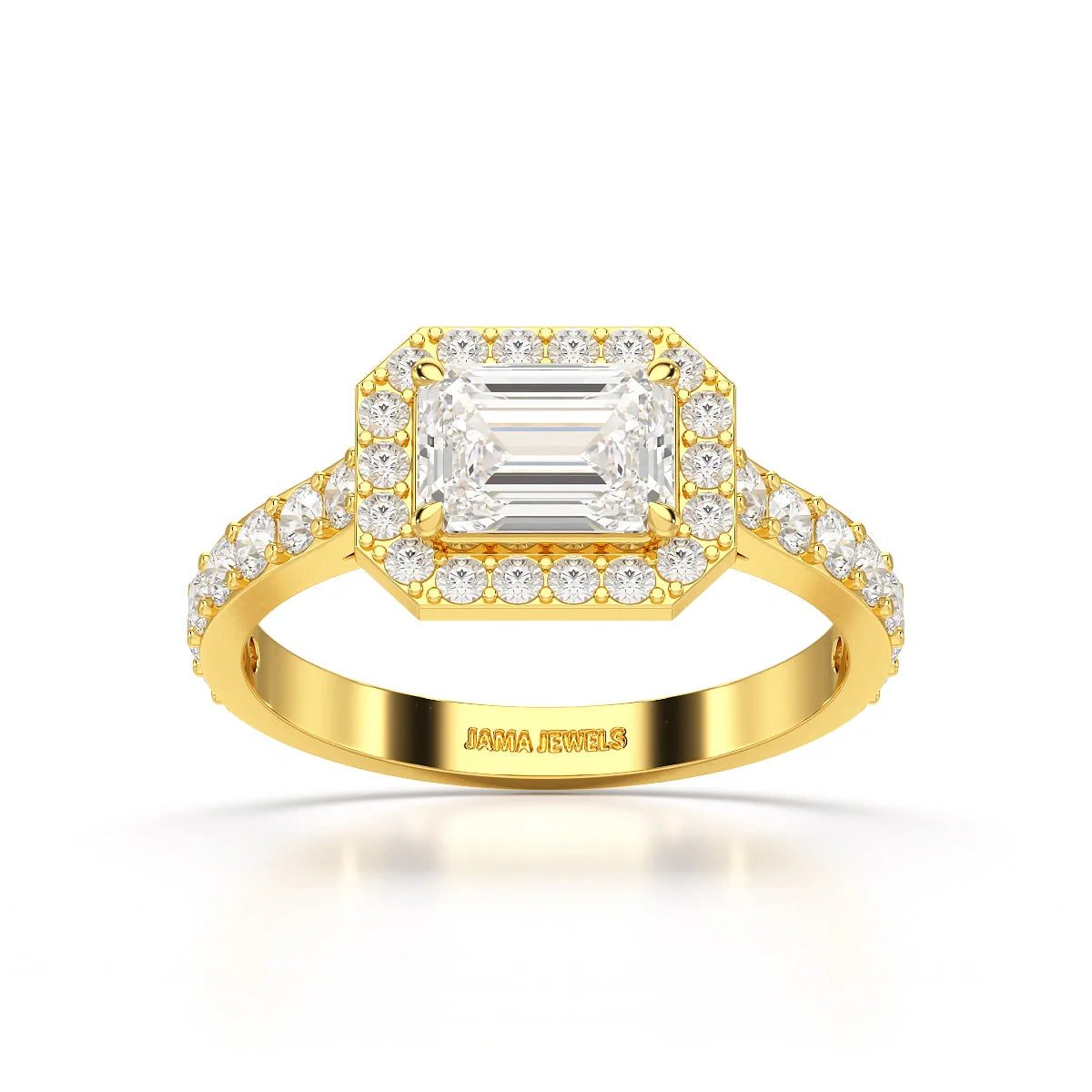 1.71 CT Emerald Cut Halo Lab Diamond Ring
