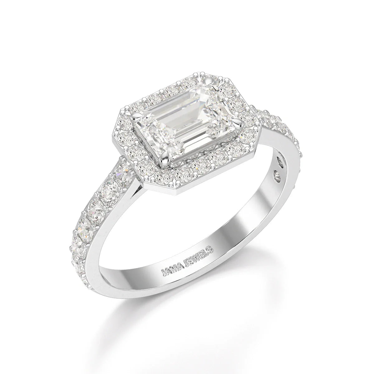 1.71 CT Emerald Cut Halo Lab Diamond Ring