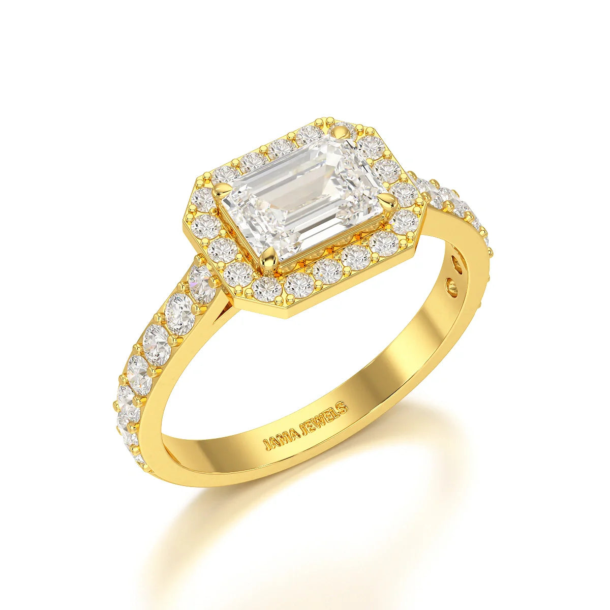 1.71 CT Emerald Cut Halo Lab Diamond Ring