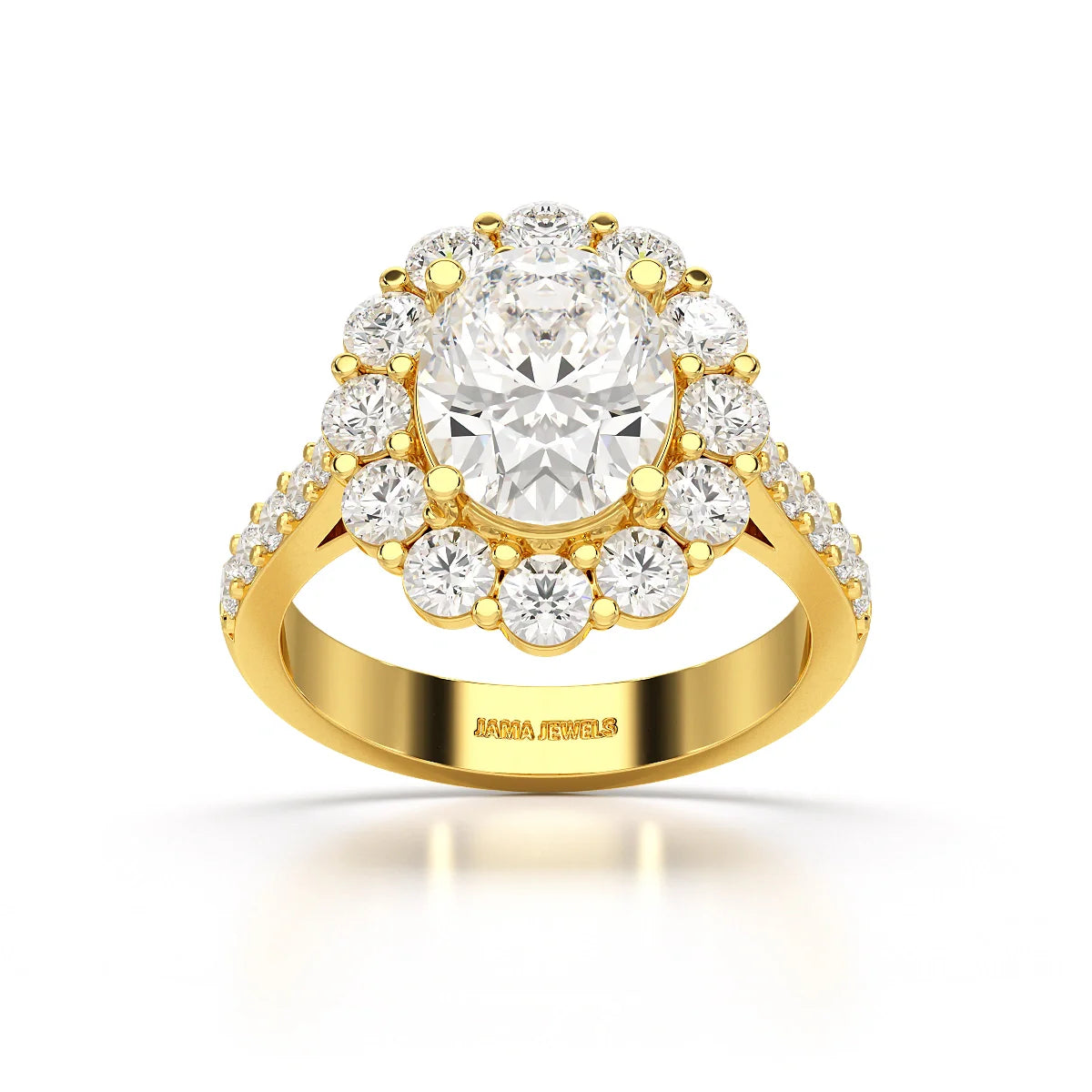 4 CT Oval Cut Halo Lab Diamond Ring