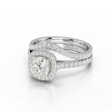 1.77 CT Cushion Cut Halo Layered Lab Diamond Ring