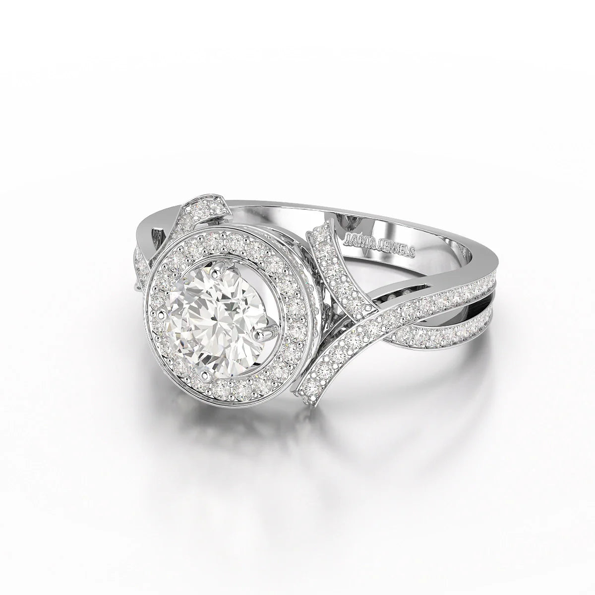 1.9 CT Round Cut Solitaire Halo Lab Diamond Ring