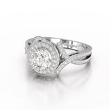 1.9 CT Round Cut Solitaire Halo Lab Diamond Ring