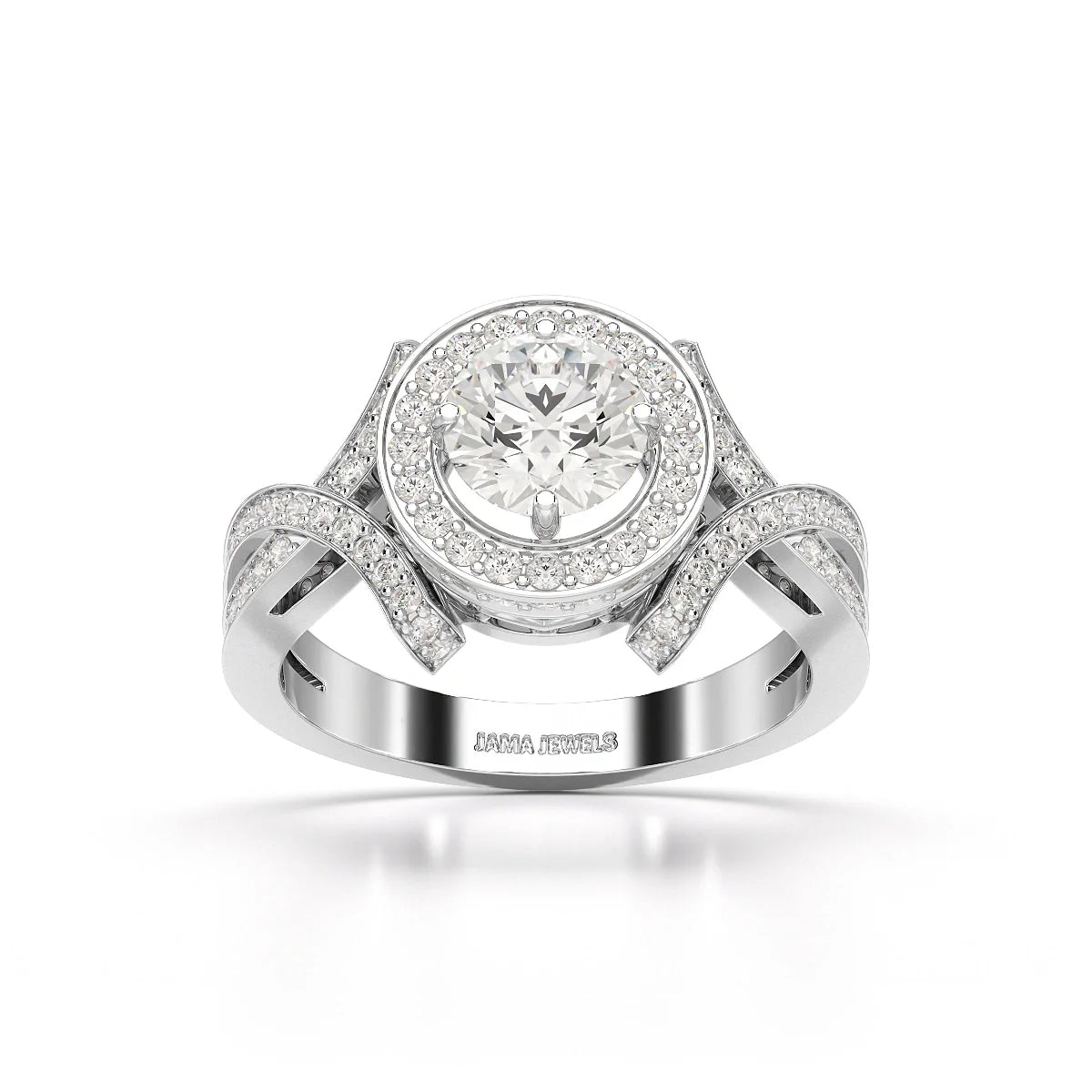 1.9 CT Round Cut Solitaire Halo Lab Diamond Ring