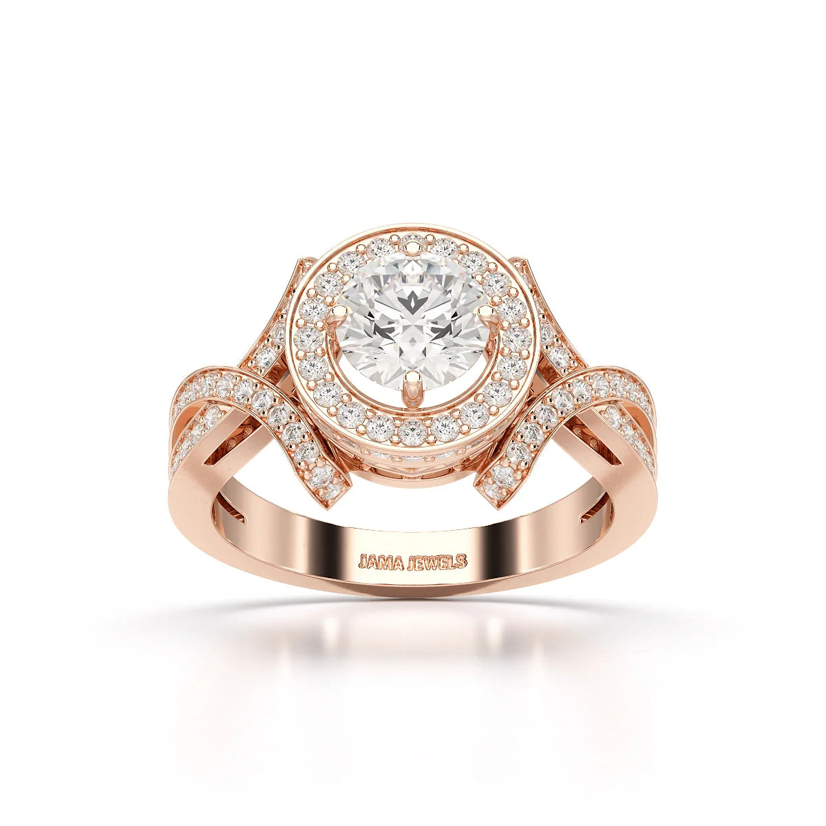1.9 CT Round Cut Solitaire Halo Lab Diamond Ring