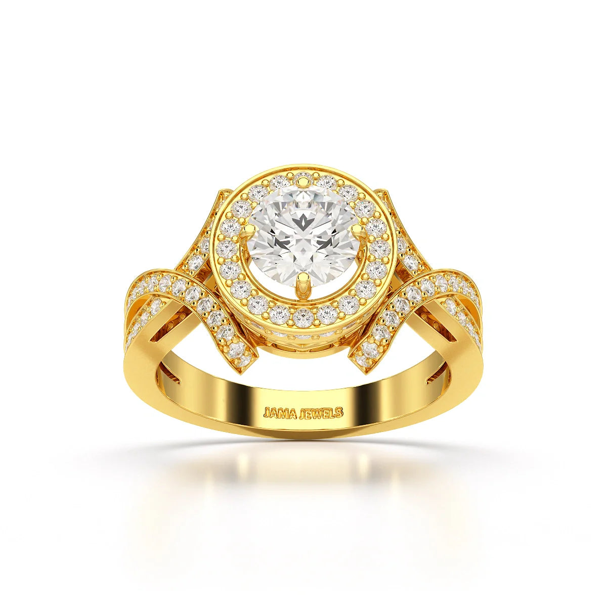 1.9 CT Round Cut Solitaire Halo Lab Diamond Ring