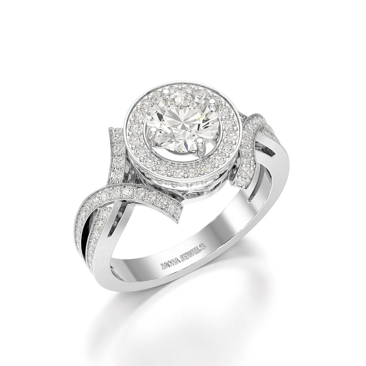 1.9 CT Round Cut Solitaire Halo Lab Diamond Ring