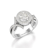 1.9 CT Round Cut Solitaire Halo Lab Diamond Ring