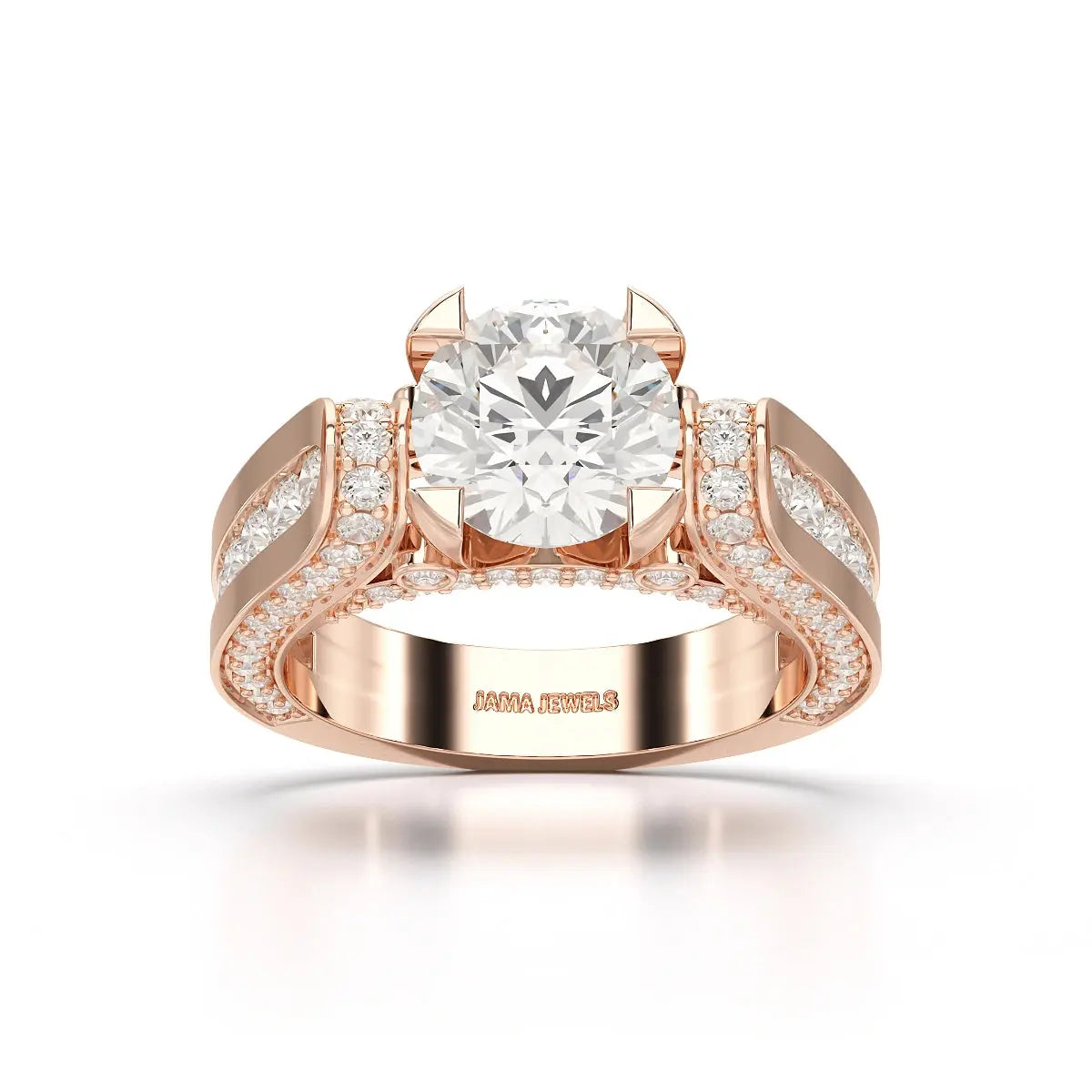 3.4 CT Cushion Cut Solitaire Lab Diamond Ring Jama Jewels