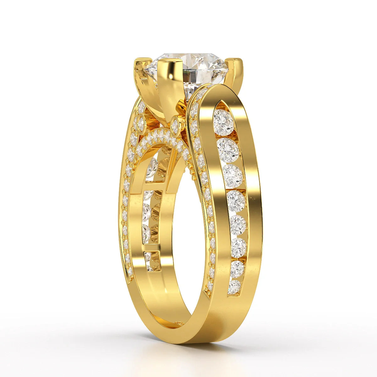 3.37 CT Cushion Cut Solitaire Halo Lab Diamond Ring