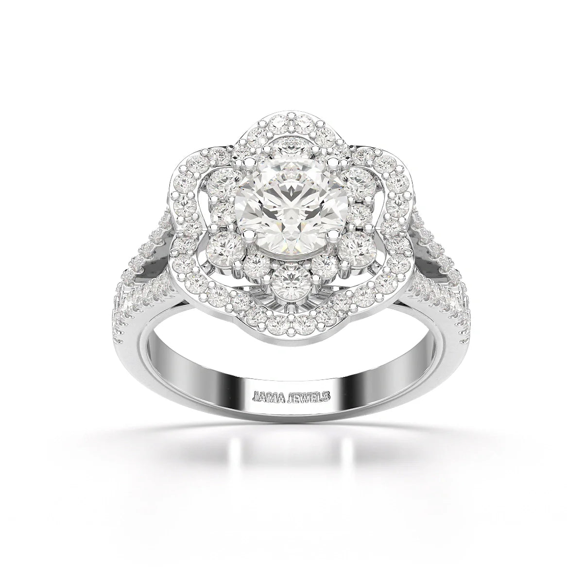 1.92 CT Round Cut Flower Shape Lab Diamond Ring