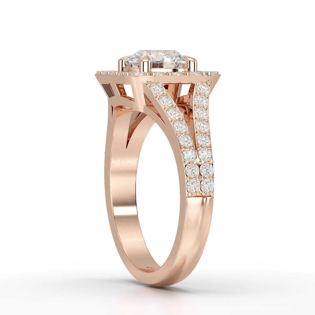 1.74 Round Cut Halo Lab Diamond Ring