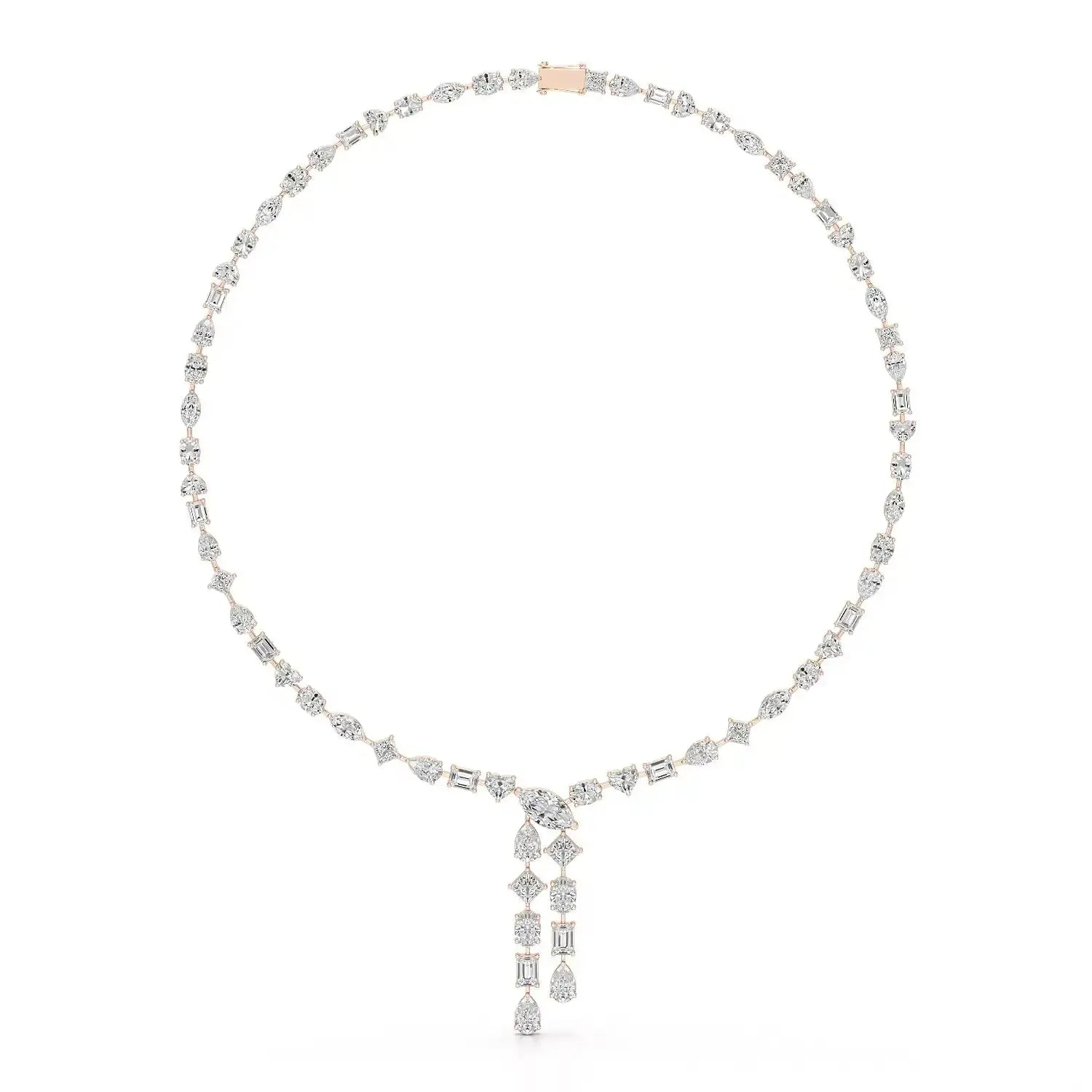 33.14 CT Lab Diamond Heart Cut Marquise Necklace Jama Jewels
