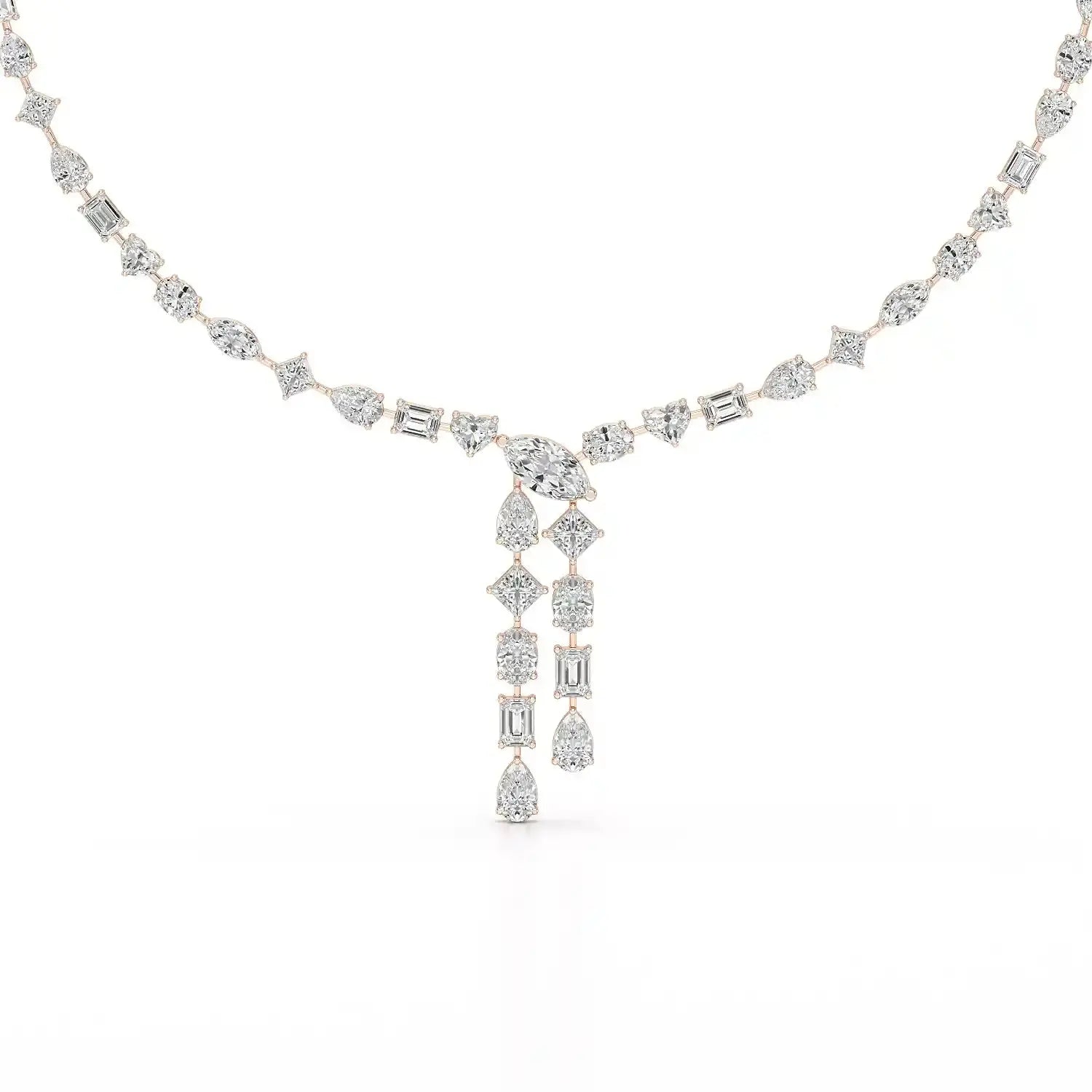 33.14 CT Lab Diamond Heart Cut Marquise Necklace Jama Jewels