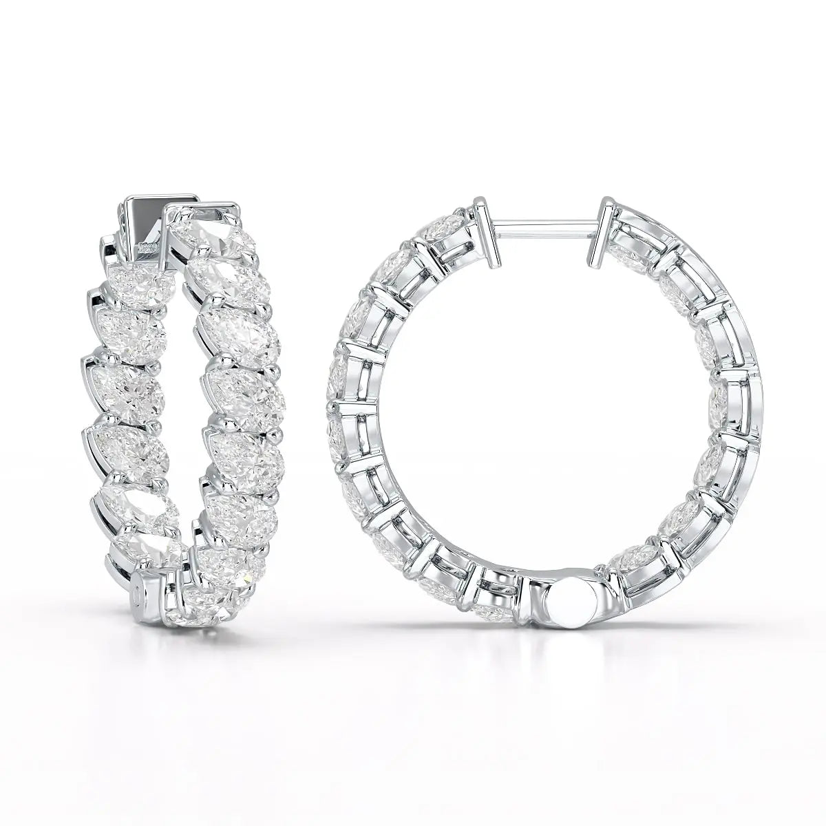 4.9 CT Pear Cut Lab Diamond Hoop Earrings Jama Jewels