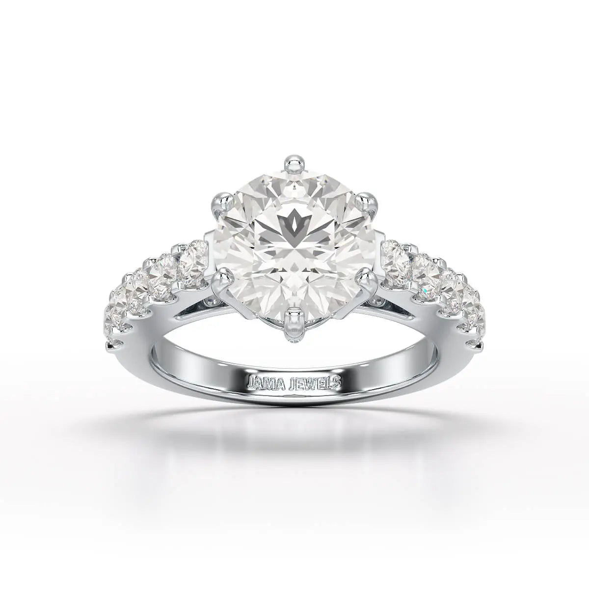 Lab Diamond 3.74 CT Round Cut Wedding Ring - Jama Jewels 