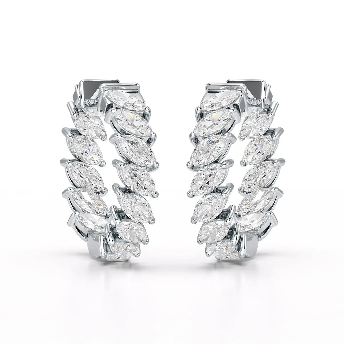 3.4 CT Marquise Cut Lab Diamond Hoop Earrings Jama Jewels