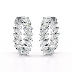 3.4 CT Marquise Cut Lab Diamond Hoop Earrings Jama Jewels
