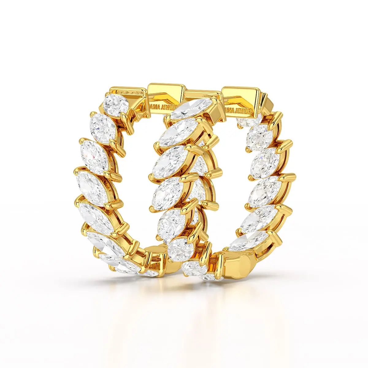 3.4 CT Marquise Cut Lab Diamond Hoop Earrings Jama Jewels