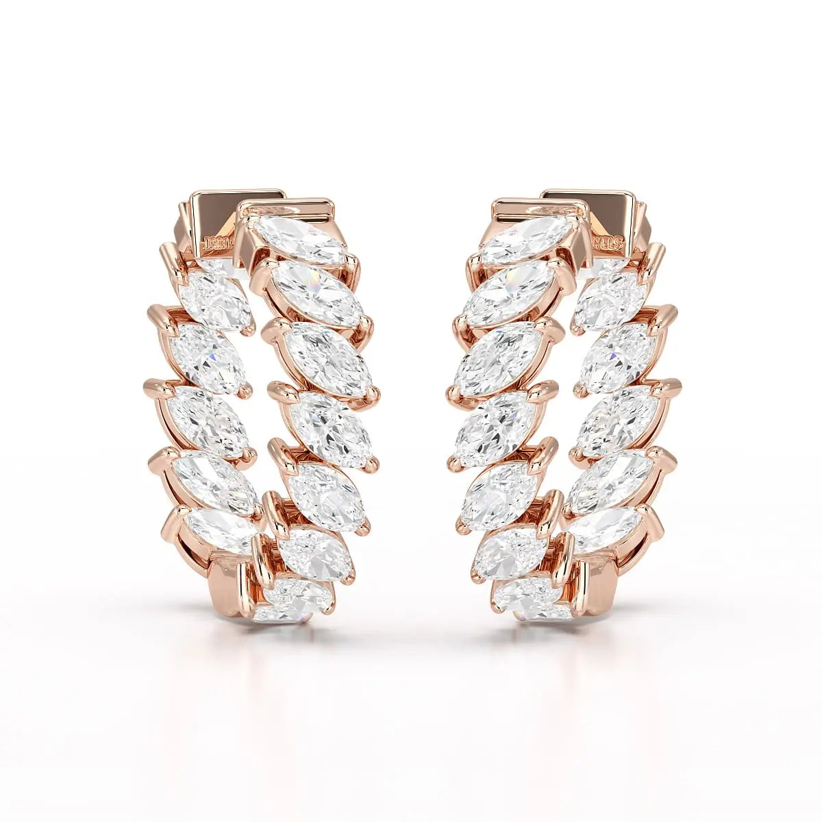 3.4 CT Marquise Cut Lab Diamond Hoop Earrings Jama Jewels