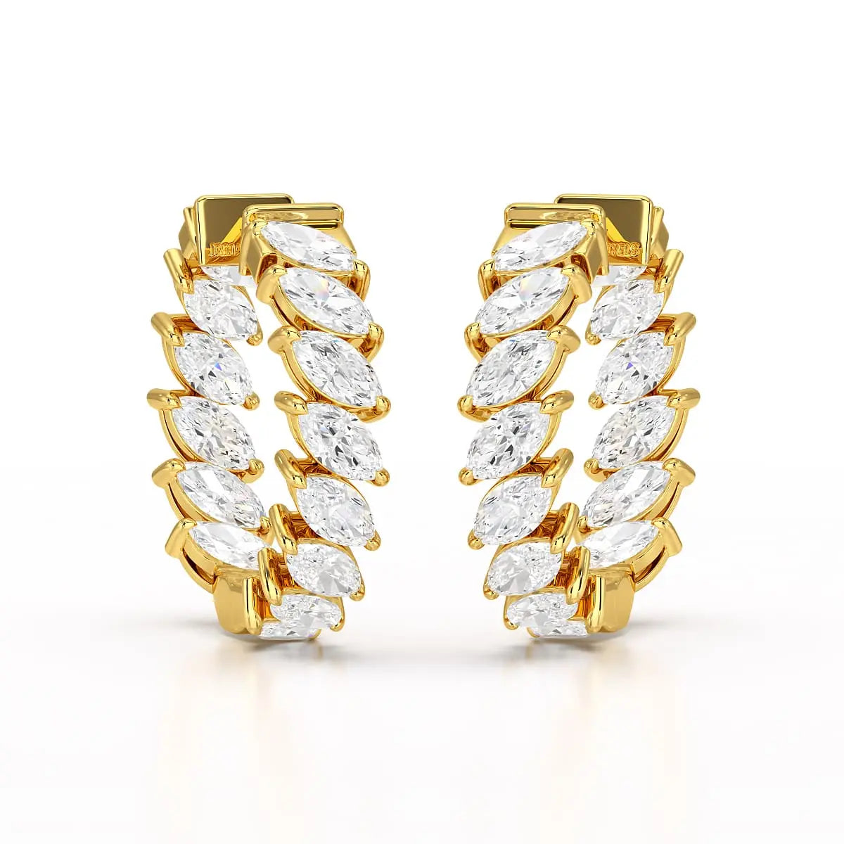 3.4 CT Marquise Cut Lab Diamond Hoop Earrings Jama Jewels