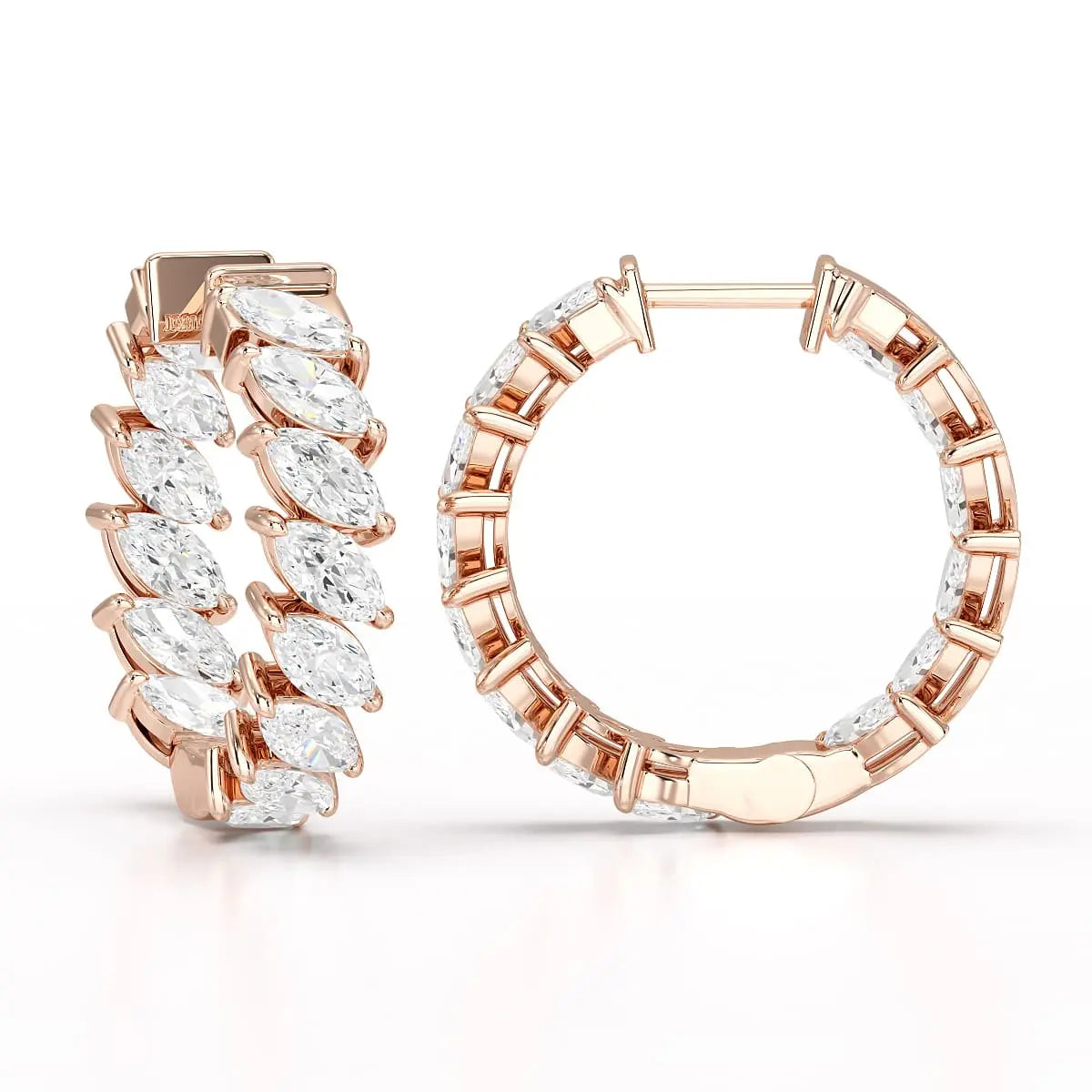 3.4 CT Marquise Cut Lab Diamond Hoop Earrings Jama Jewels