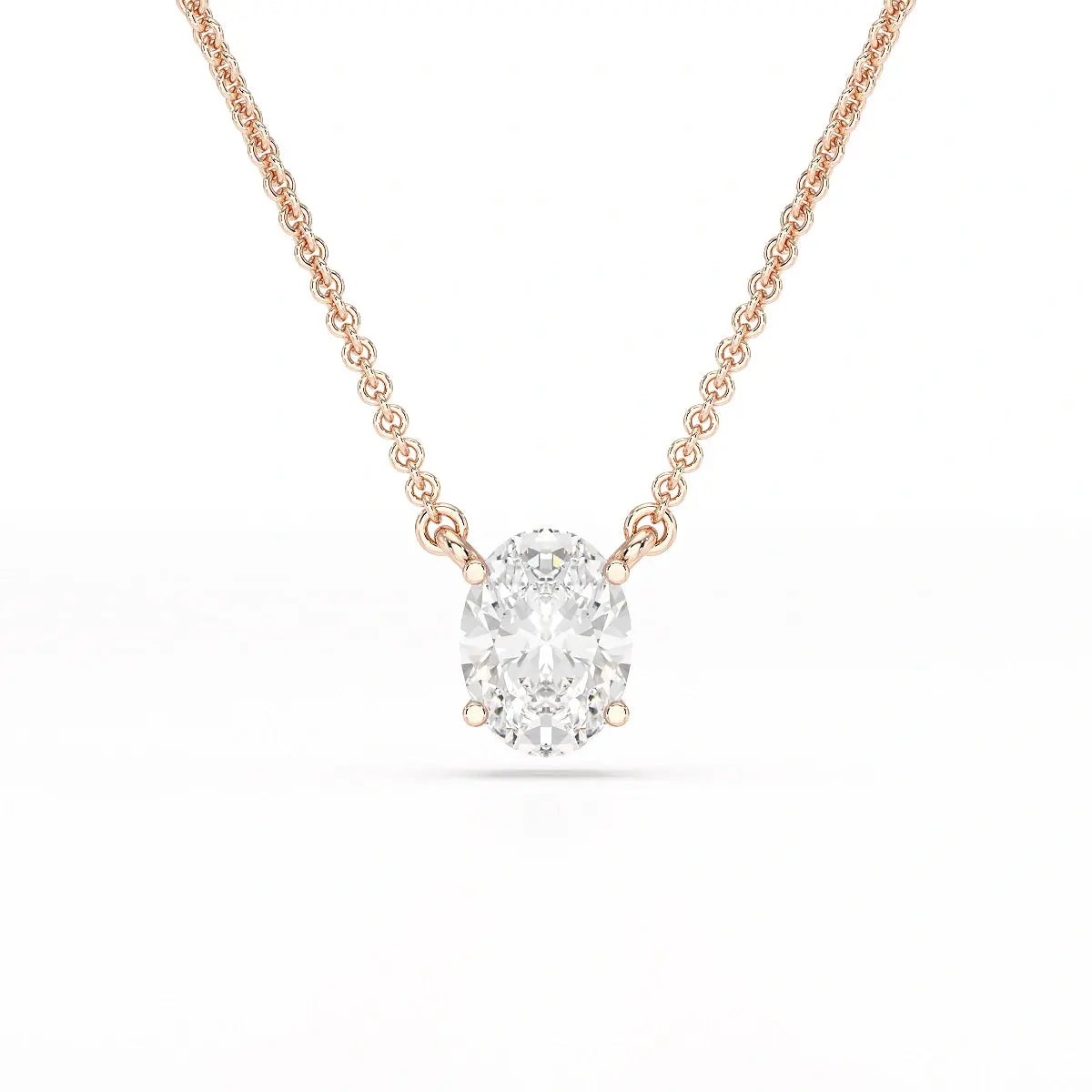 1 CT Oval Lab Grown Diamond Solitaire Pendant
