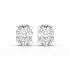1 CT Oval Pair Solitaire Lab Diamond Stud Earrings