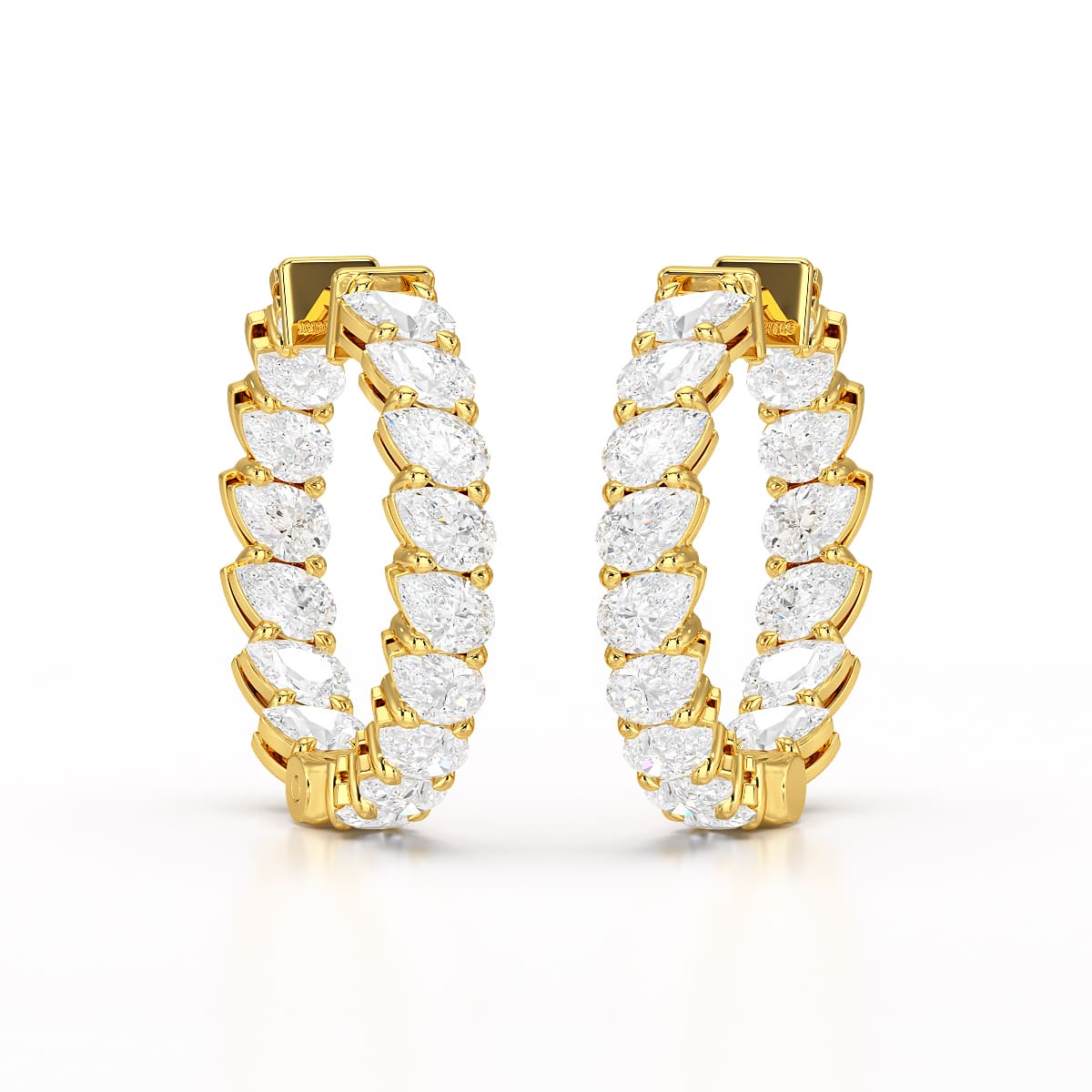 Pear Cut Lab Diamond Hoop Earrings